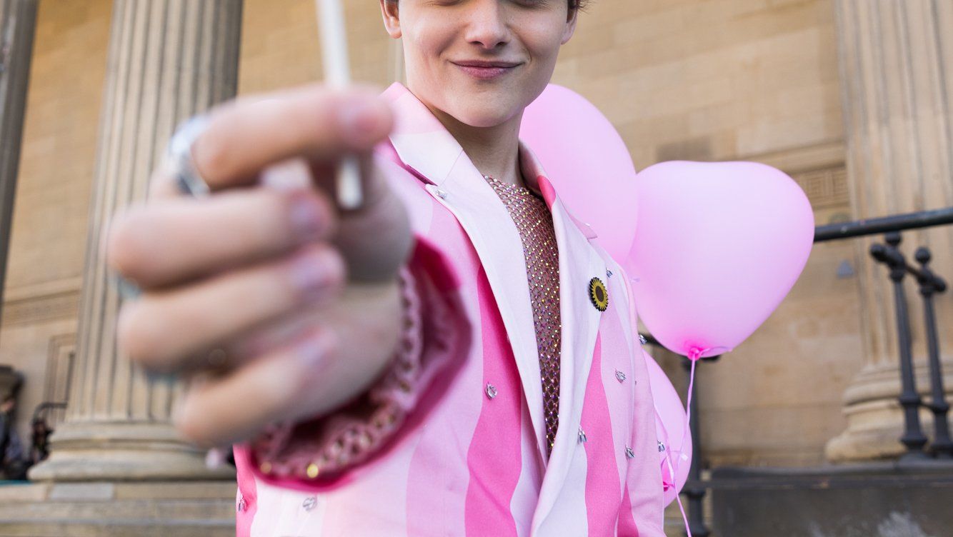 Reiley from Denmark attending the Turquoise Carpet event at St. George’s Hall, Liverpool.