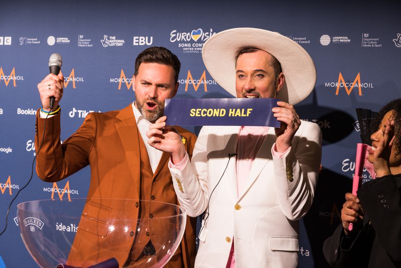 The 10 Second Semi-Final qualifiers drawing their Grand Final positions at Liverpool Arena