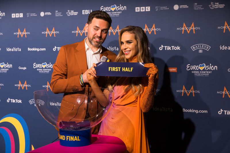 The 10 Second Semi-Final qualifiers drawing their Grand Final positions at Liverpool Arena