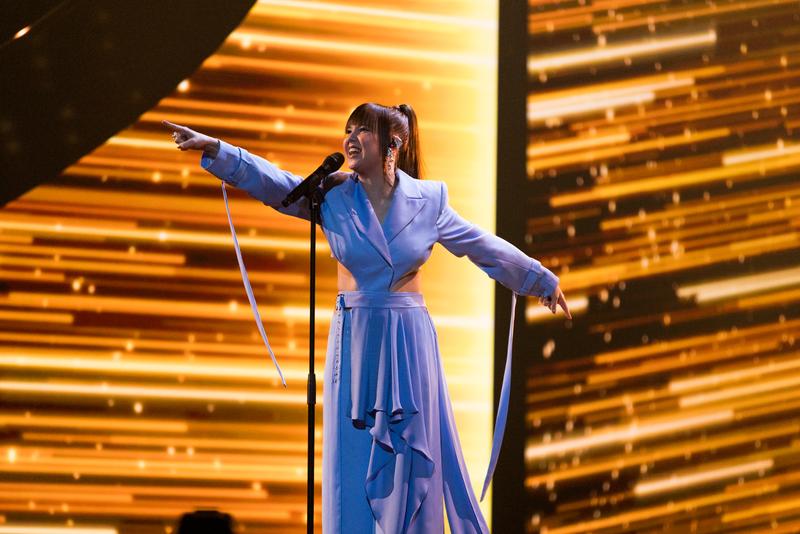 Alika performing Bridges for Estonia at the Grand Final at Liverpool Arena
