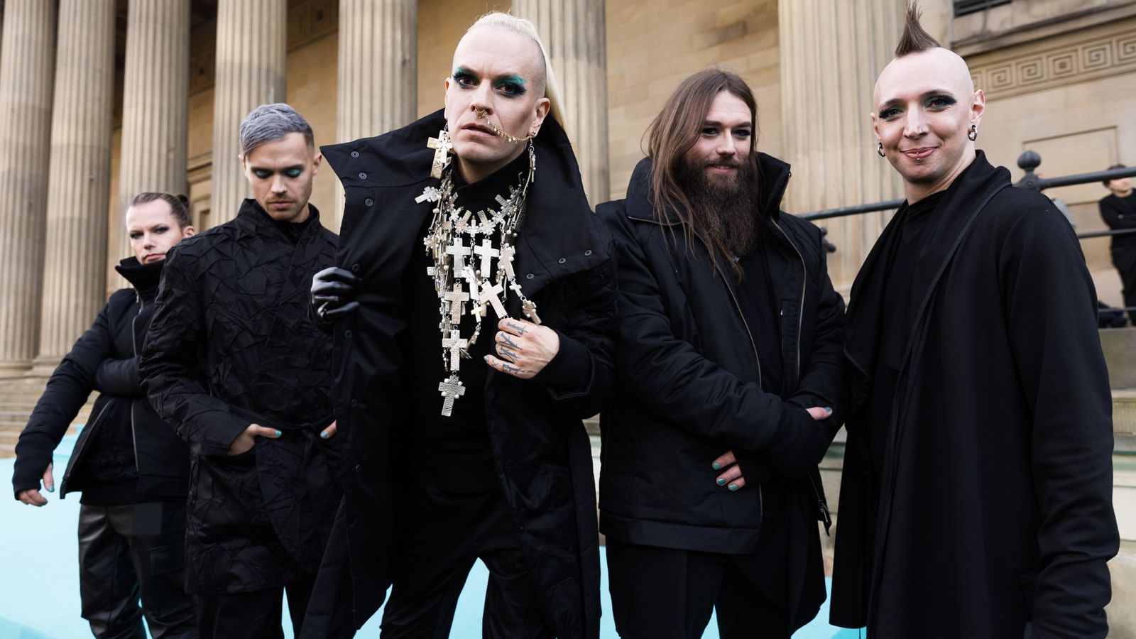 Lord of the Lost from Germany attending the Turquoise Carpet event at St. George’s Hall, Liverpool.
