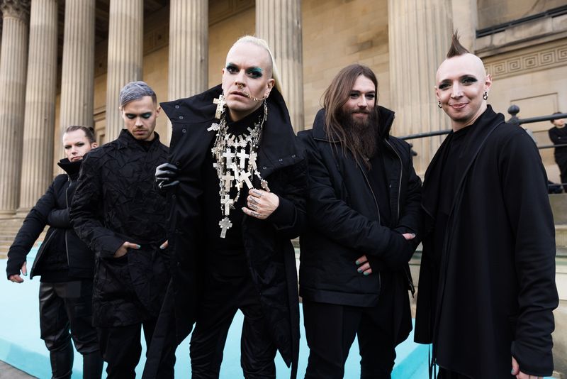 Lord of the Lost from Germany attending the Turquoise Carpet event at St. George’s Hall, Liverpool.