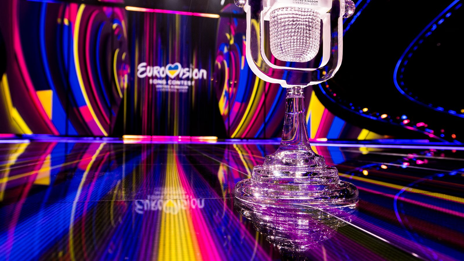 The Eurovision Song Contest trophy at Liverpool Arena