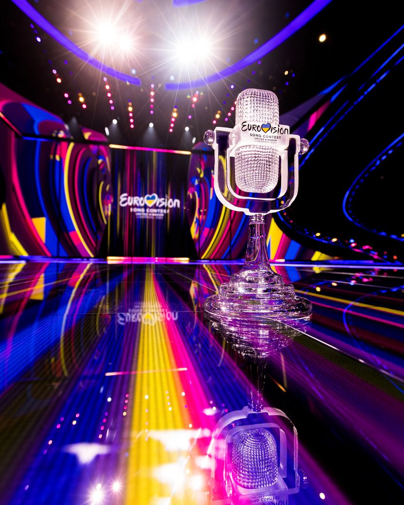 The Eurovision Song Contest trophy at Liverpool Arena