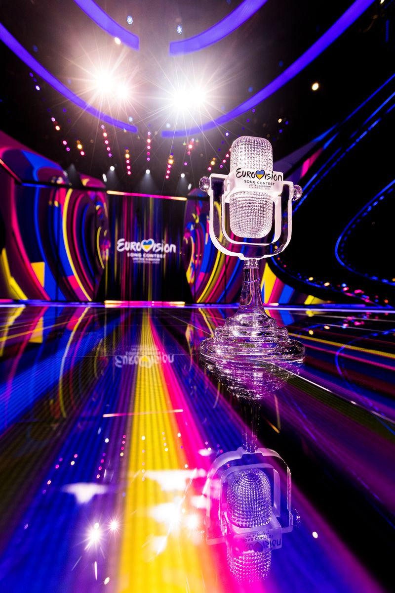 The Eurovision Song Contest trophy at Liverpool Arena