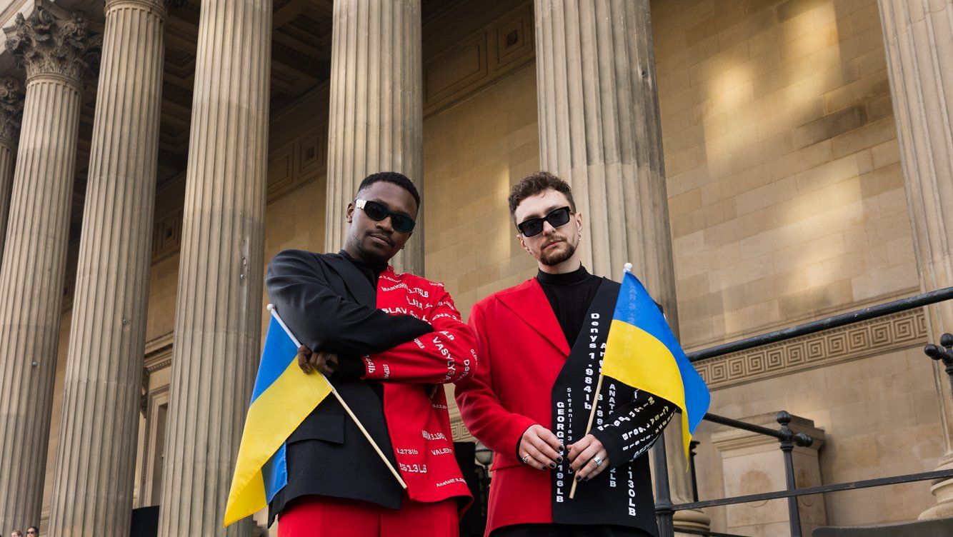 TVORCHI from Ukraine attending the Turquoise Carpet event at St. George’s Hall, Liverpool.