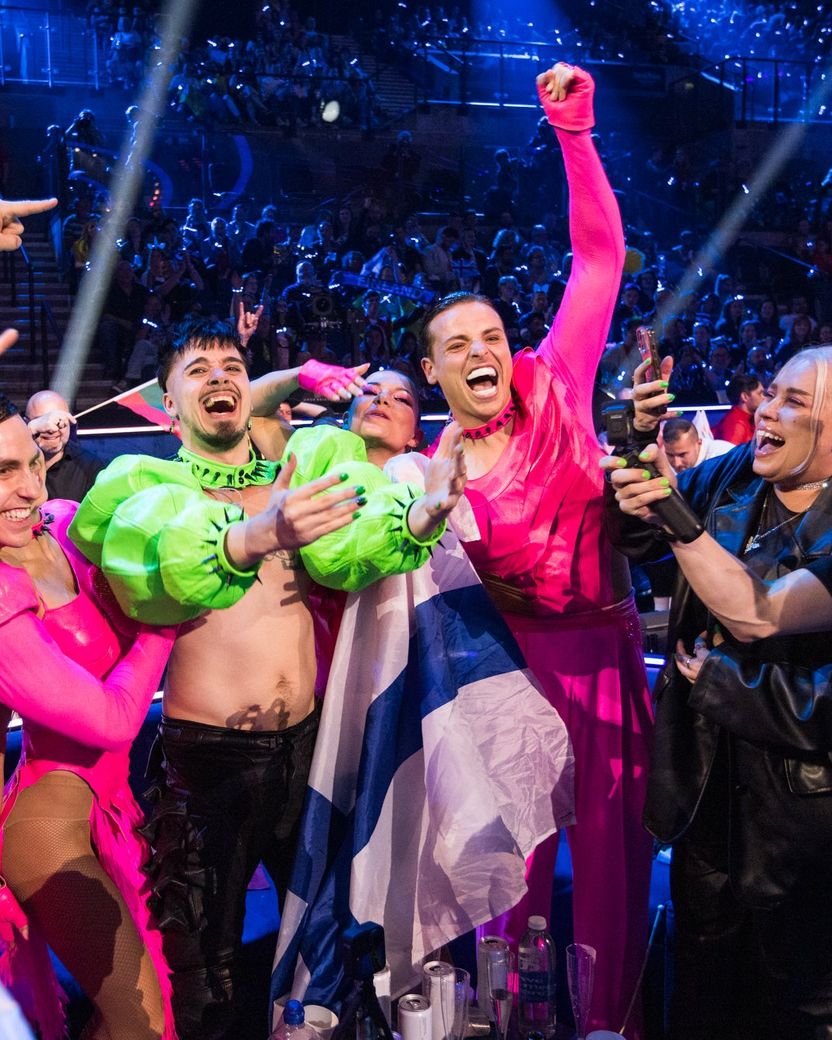 Finland's Käärijä in the Green Room during the Eurovision 2023 Grand Final in Liverpool
