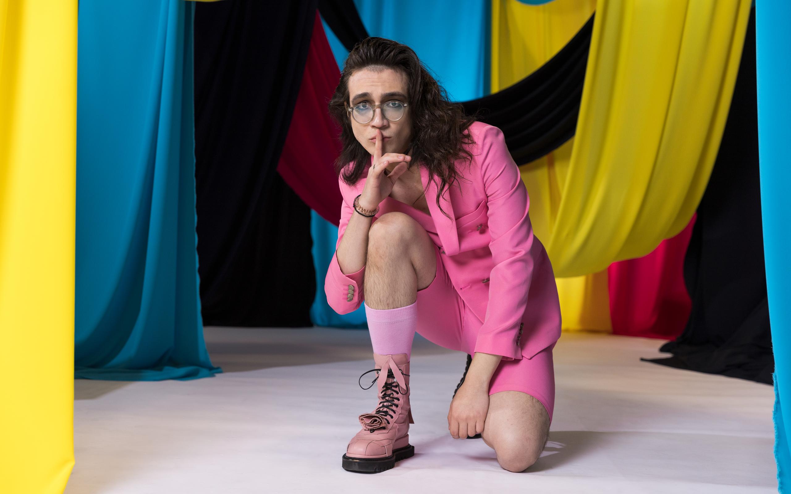 Theodor Andrei from Romania in the Eurovision 2023 studio