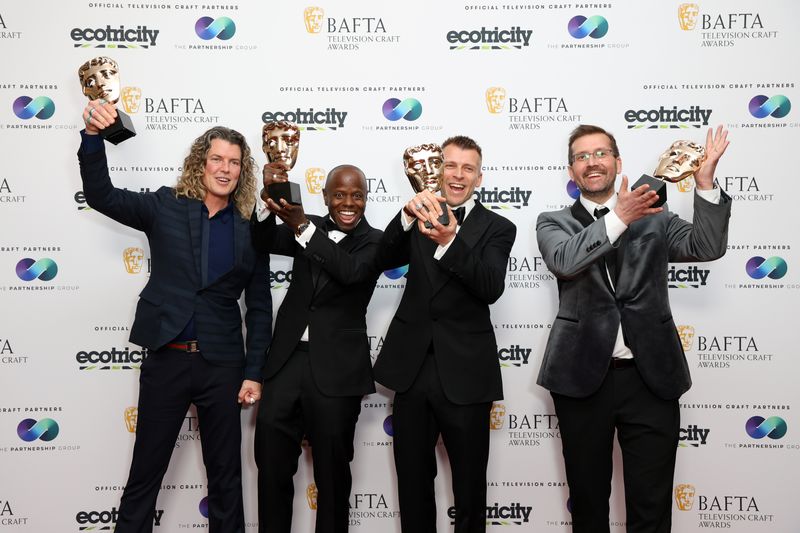 Michael Sharp, Kojo Samuel, Dan Shipton and Tim Routledge with the Entertainment Craft Team BAFTA