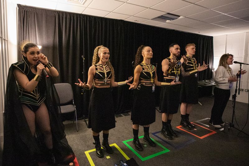 Alessandra rehearsing Queen of Kings for Norway at the First Rehearsal of the First Semi-Final at Liverpool Arena
