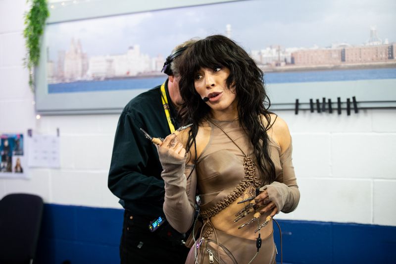 Loreen rehearsing Tattoo for Sweden at the First Rehearsal of the First Semi-Final at Liverpool Arena
