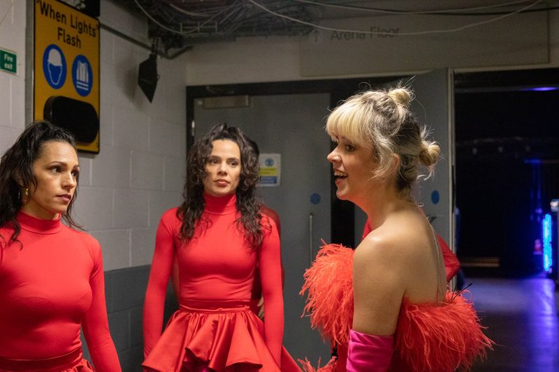 Portugal rehearsing Ai Coração for Portugal at the First Rehearsal of the First Semi-Final at Liverpool Arena
