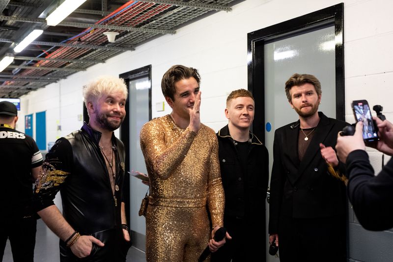 Wild Youth rehearsing We Are One for Ireland at the First Rehearsal of the First Semi-Final at Liverpool Arena
