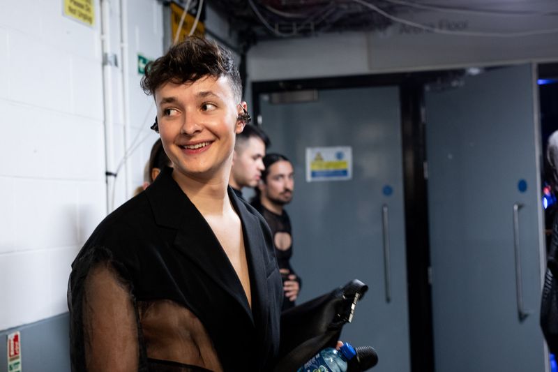 Remo Forrer rehearsing Watergun for Switzerland at the First Rehearsal of the First Semi-Final at Liverpool Arena
