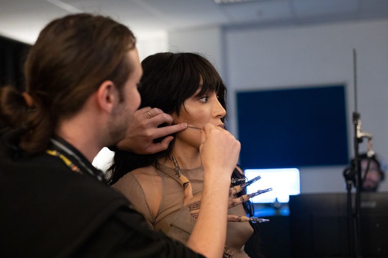 Loreen rehearsing Tattoo for Sweden at the First Rehearsal of the First Semi-Final at Liverpool Arena
