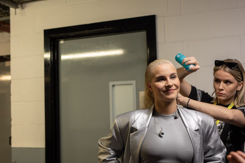 Diljá rehearsing Power for Iceland at the First Rehearsal of the Second Semi-Final at Liverpool Arena
