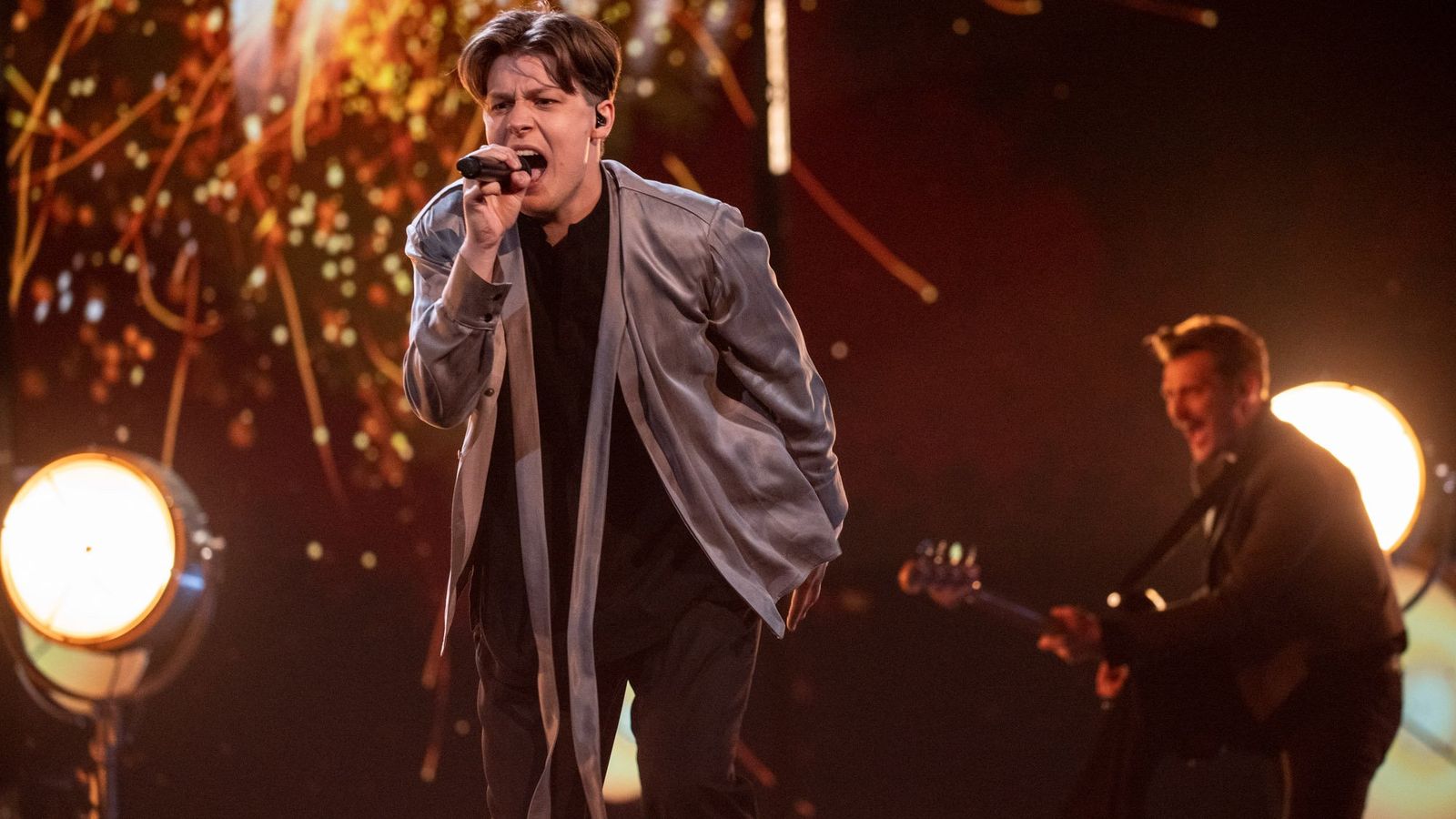 Sudden Lights rehearsing Aijā for Latvia at the Second Rehearsal of the First Semi-Final at Liverpool Arena
