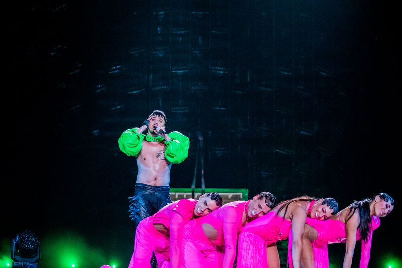 Käärijä rehearsing Cha Cha Cha for Portugal at the Second Rehearsal of the Second Semi-Final at Liverpool Arena

