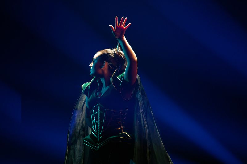 Alessandra rehearsing Queen of Kings for Norway at the Second Rehearsal of the First Semi-Final at Liverpool Arena
