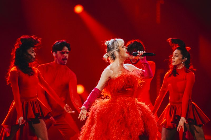 Mimicat rehearsing Ai Coração for Portugal at the First Rehearsal of the First Semi-Final at Liverpool Arena