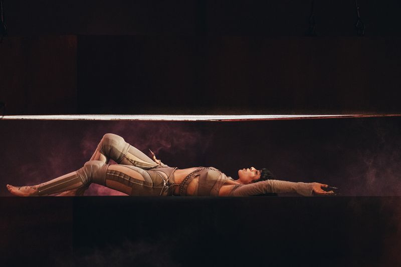 Loreen rehearsing Tattoo for Sweden at the First Rehearsal of the First Semi-Final at Liverpool Arena