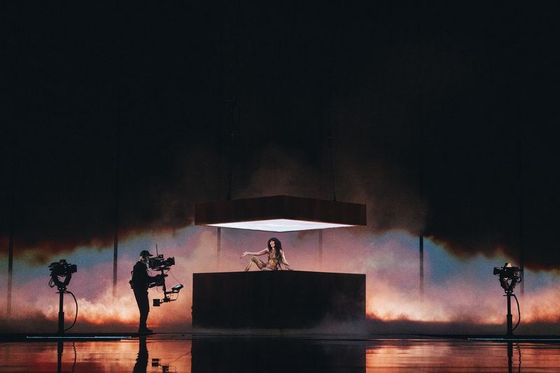 Loreen rehearsing Tattoo for Sweden at the First Rehearsal of the First Semi-Final at Liverpool Arena