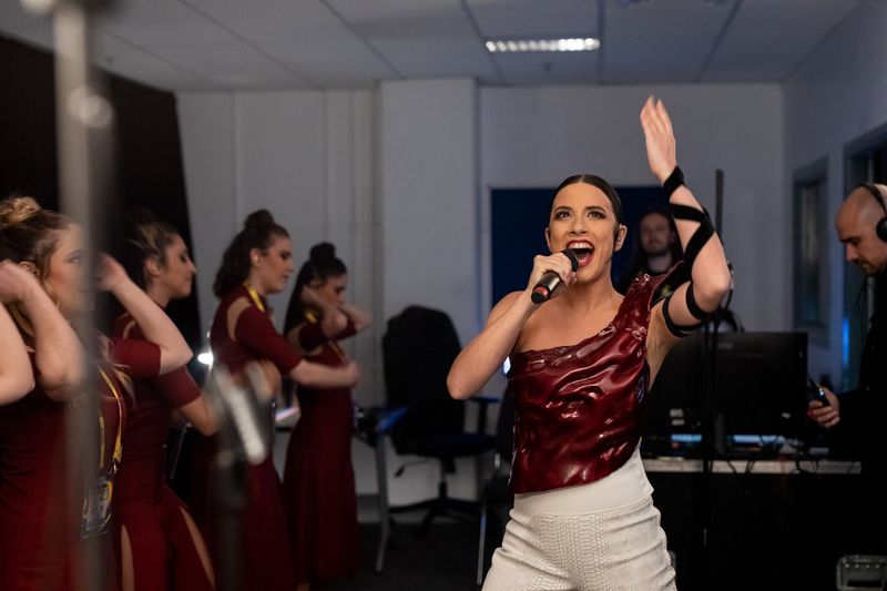 Blanca Paloma rehearsing Eaea for Spain at the First Rehearsal of the Grand Final at Liverpool Arena
