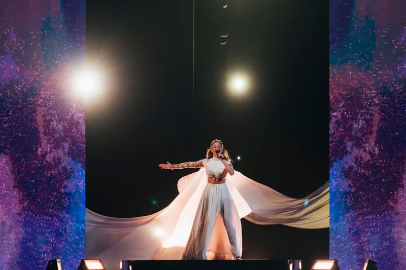 Iru rehearsing Echo for Georgia at the Second Rehearsal of the Second Semi-Final at Liverpool Arena