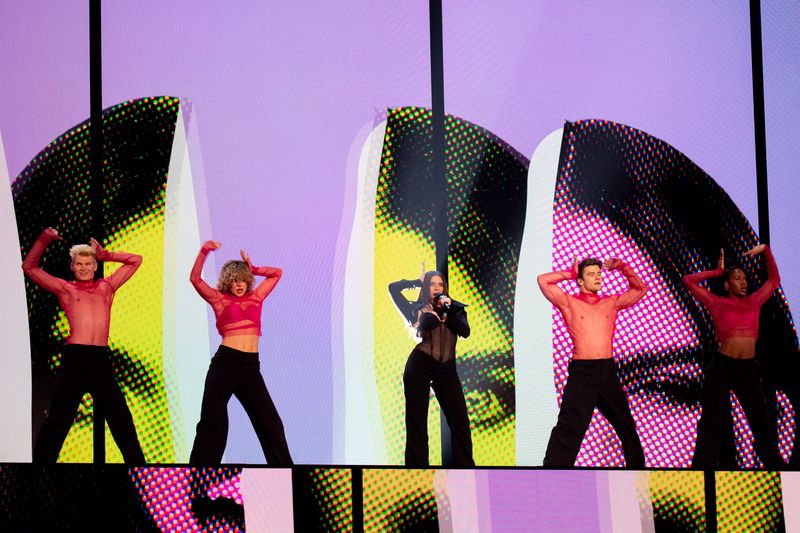 Mae Muller rehearsing I Wrote A Song for the United Kingdom at the Second Rehearsal of the Grand Final at Liverpool Arena
