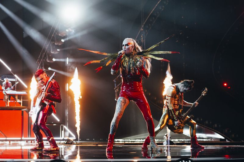 Lord of the Lost rehearsing Blood & Glitter for Germany at the Second Rehearsal of the Grand Final at Liverpool Arena