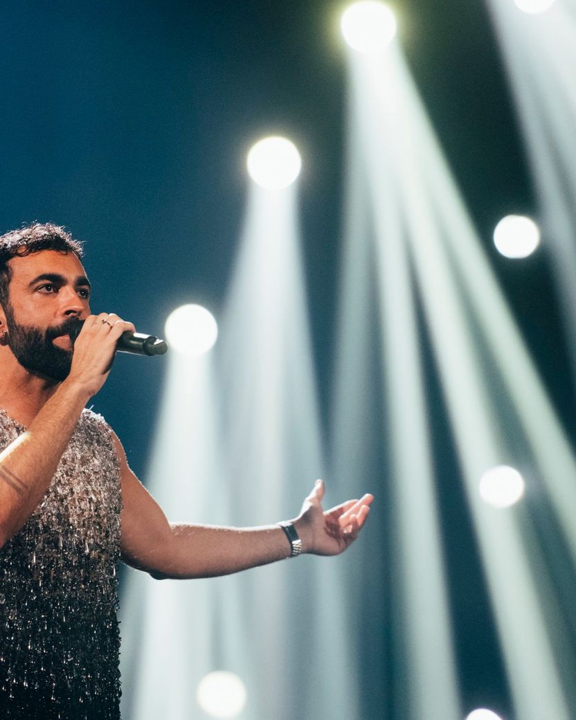 Marco Mengoni rehearsing Due Vite for Italy at the Second Rehearsal of the Grand Final at Liverpool Arena