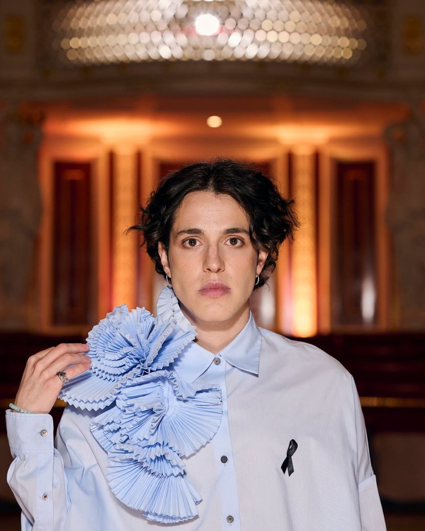 Luke Black from Serbia attending the Turquoise Carpet event at St. George’s Hall, Liverpool. 