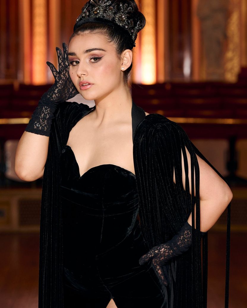 Alessandra from Norway attending the Turquoise Carpet event at St. George’s Hall, Liverpool.