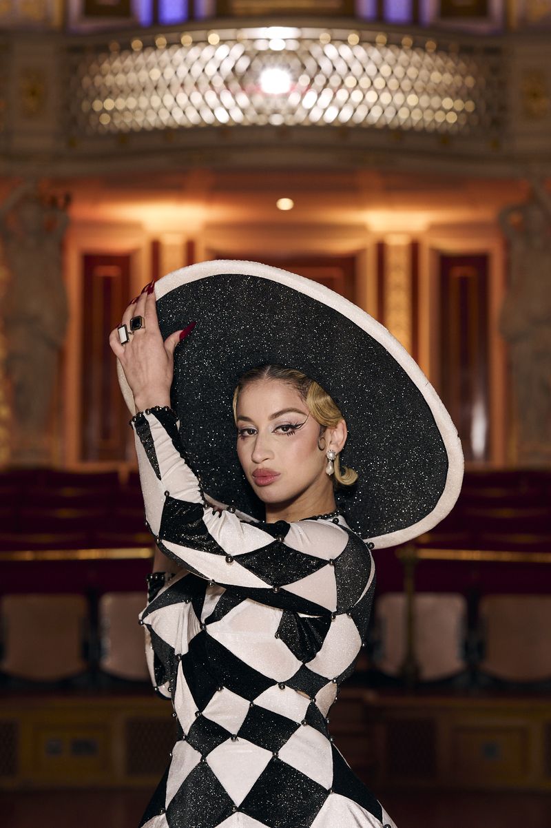 La Zarra from France attending the Turquoise Carpet event at St. George’s Hall, Liverpool.