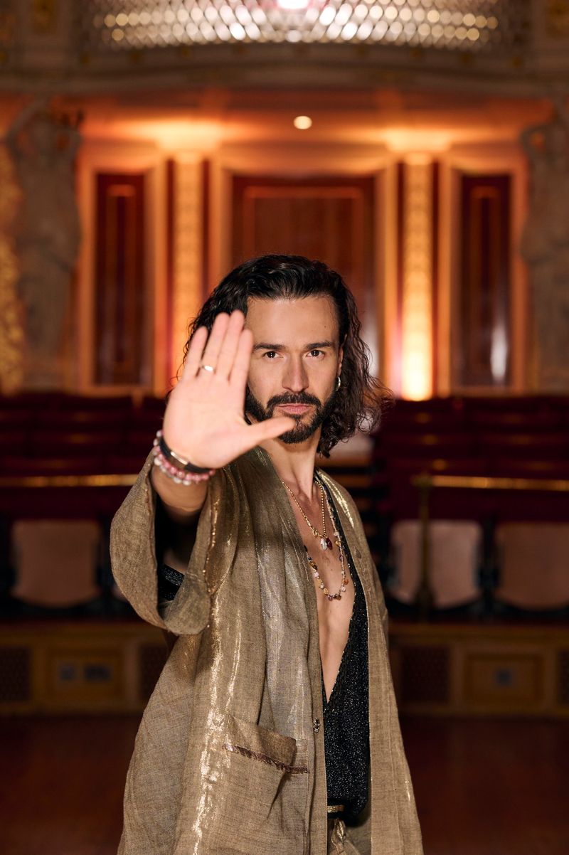 Pasha Parfeni from Moldova attending the Turquoise Carpet event at St. George’s Hall, Liverpool.