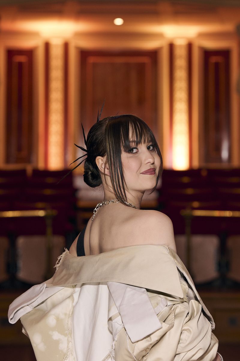 Alika from Estonia attending the Turquoise Carpet event at St. George’s Hall, Liverpool.