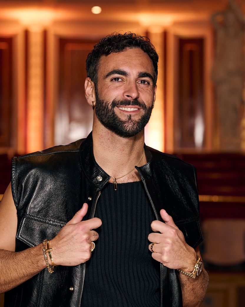 Marco Mengoni from Italy attending the Turquoise Carpet event at St. George’s Hall, Liverpool.