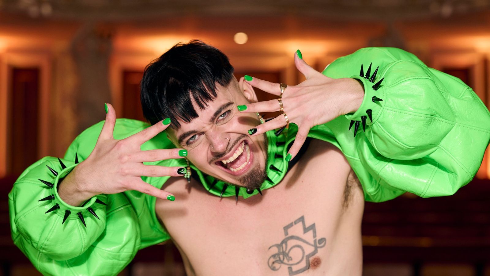 Käärijä from Finland attending the Turquoise Carpet event at St. George’s Hall, Liverpool.