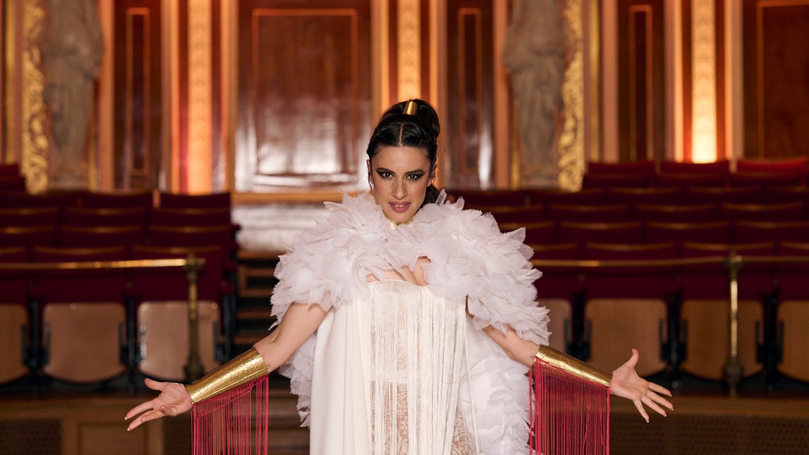 Blanca Paloma from Spain attending the Turquoise Carpet event at St. George’s Hall, Liverpool.