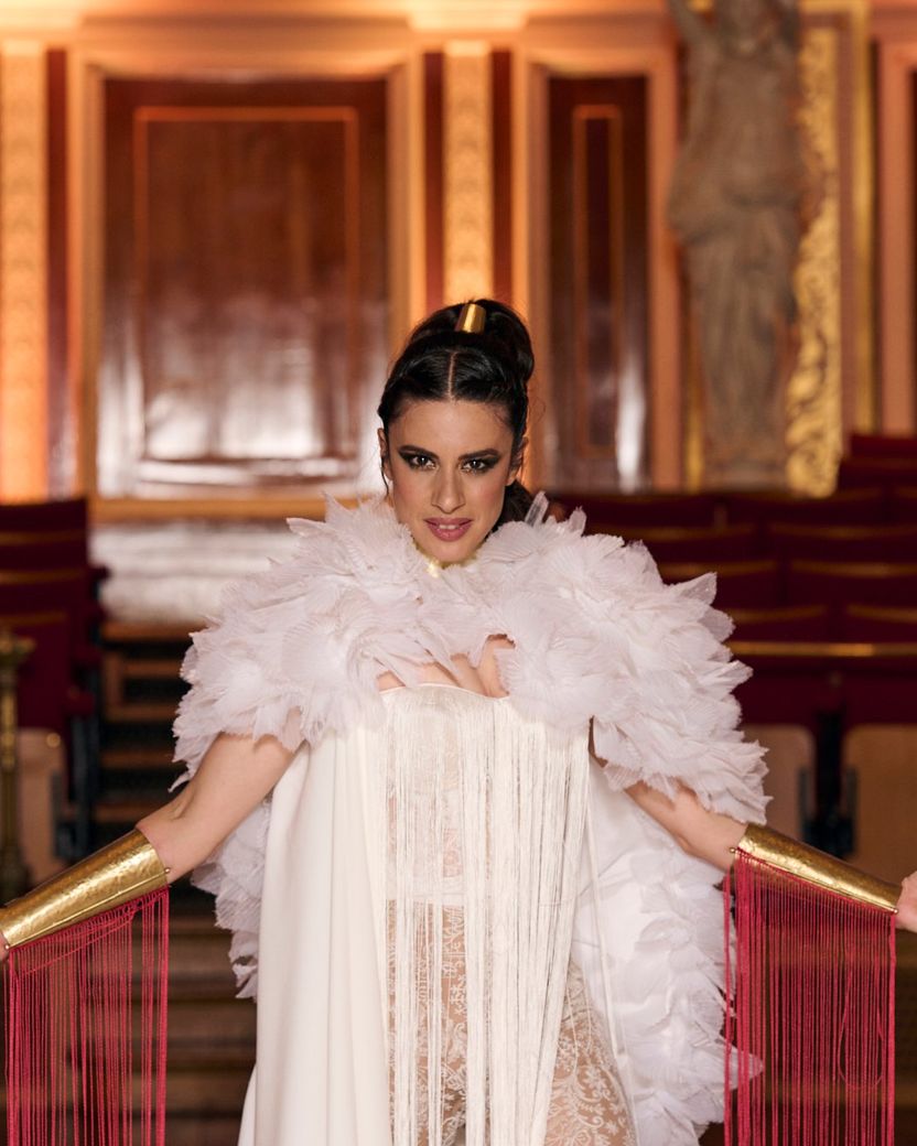 Blanca Paloma from Spain attending the Turquoise Carpet event at St. George’s Hall, Liverpool.