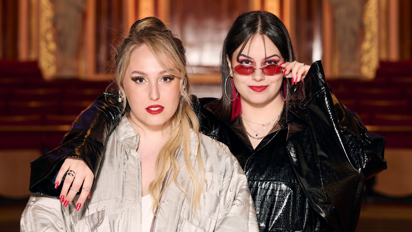 Teya & Salena from Austria attending the Turquoise Carpet event at St. George’s Hall, Liverpool.