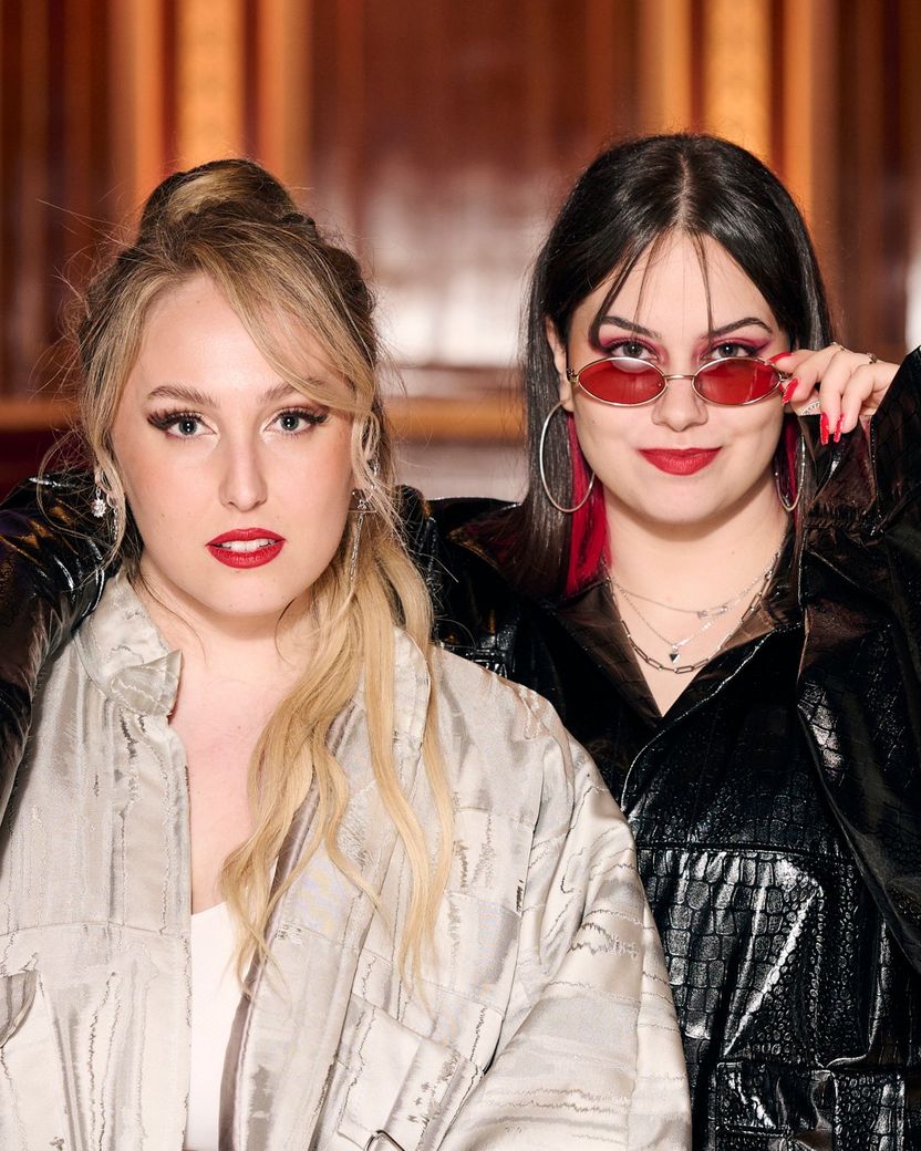 Teya & Salena from Austria attending the Turquoise Carpet event at St. George’s Hall, Liverpool.