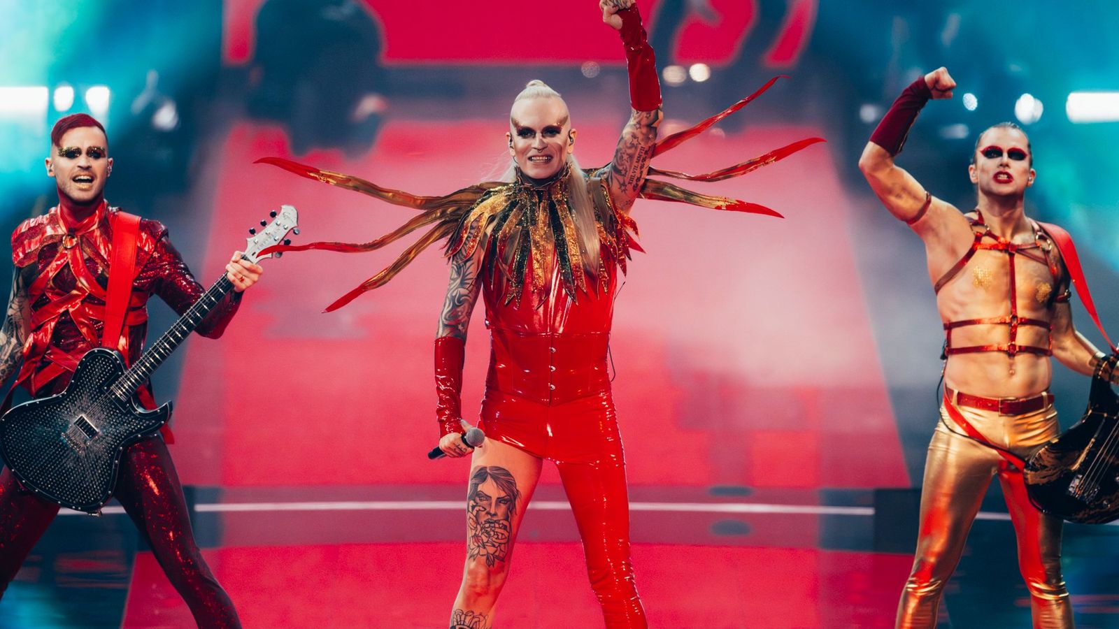 Lord of the Lost from Germany performed Blood & Glitter at the First Semi-Final at Liverpool Arena