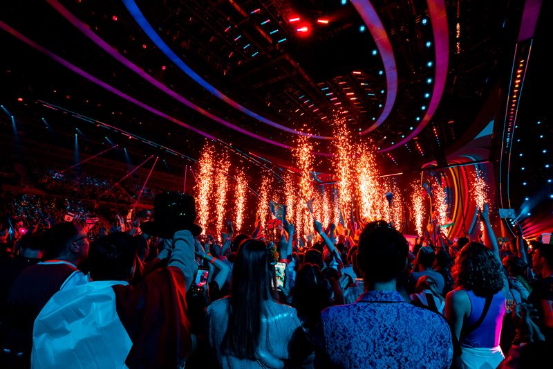 The audience enjoying the spectacle of the First Semi-Final at Liverpool 2023