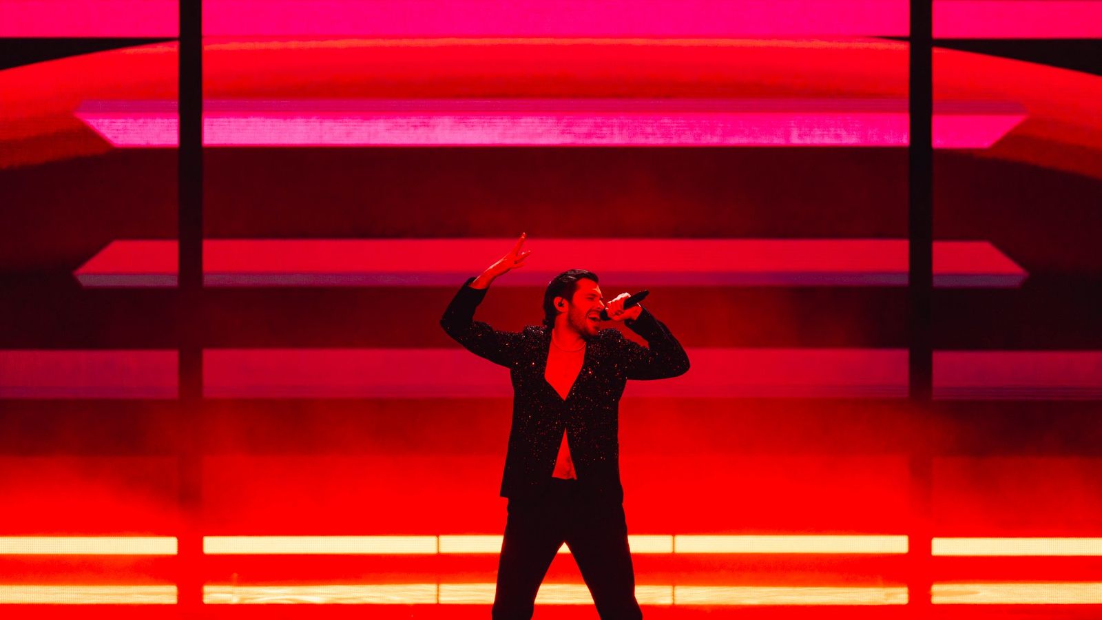 Piqued Jacks performing Like An Animal for San Marino at the Second Semi-Final at Liverpool Arena