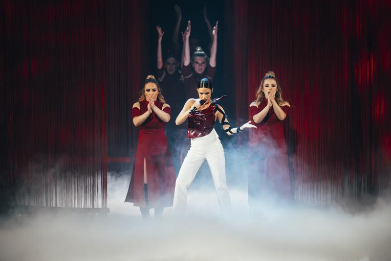 Blanca Paloma performing Eaea for Spain at the Grand Final at Liverpool Arena