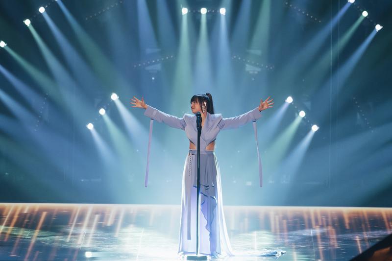 Alika performing Bridges for Estonia at the Grand Final at Liverpool Arena