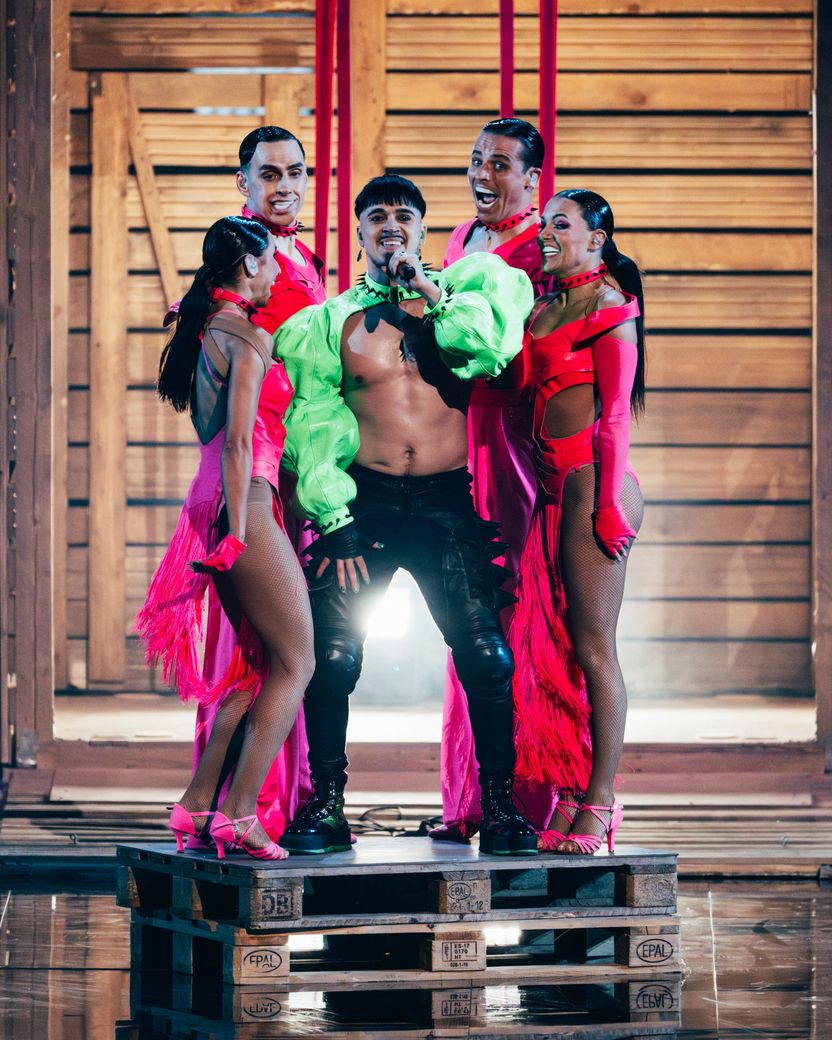 Käärijä performed Cha Cha Cha for Finland at the Grand Final at Liverpool Arena