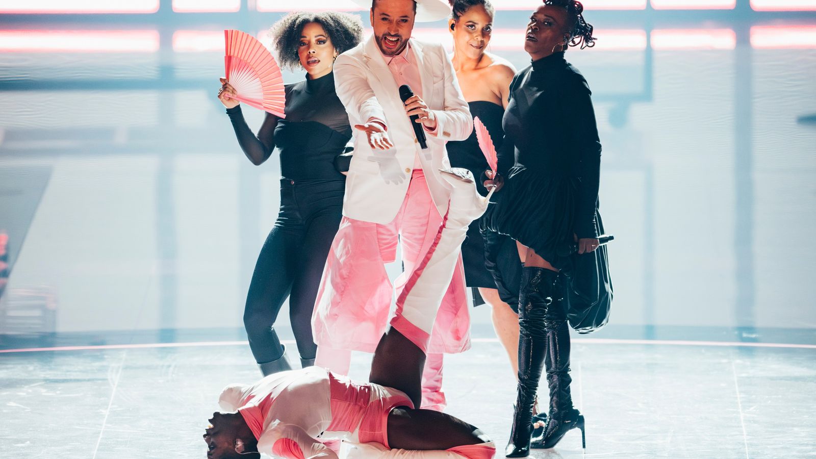 Gustaph performing Because Of You for Belgium at the Grand Final at Liverpool Arena