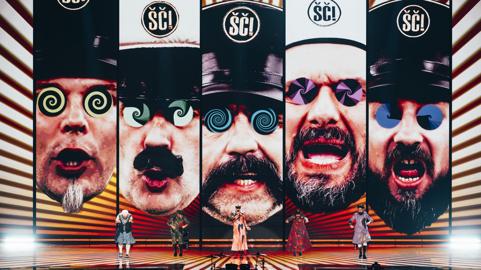 Let 3 performed Mama ŠČ! for Croatia at the Grand Final at Liverpool Arena